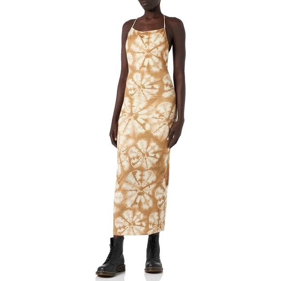 PINKO Acerenza Abito Jersey Midi Dress Halter Neck Open Back Tie Dye Boho L - Picture 1 of 9